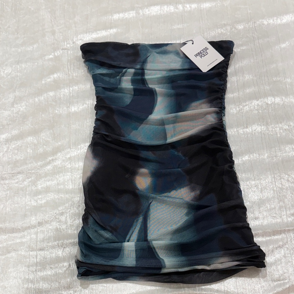 Princess Polly Blue and Black Strapless Dress